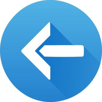 Simple Blue Circular Icon with Left Arrow Pointing Backwards Navigation Direction Button vector
