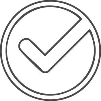Outline checkmark icon in a circle. Simple graphic for concepts of approval, validation, and success vector