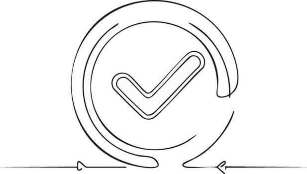 Abstract Line Drawing of a Check Mark in a Circle Icon for Approval Confirmation vector