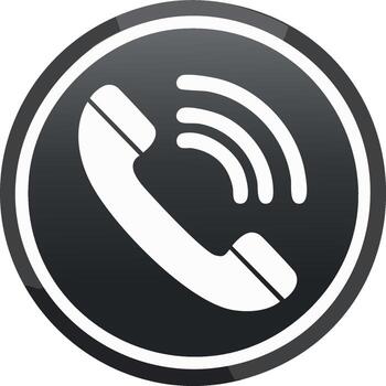 Classic telephone receiver icon with ringing sound waves inside a circular button vector