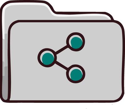 Hand drawn shared folder icon for file sharing and collaboration vector