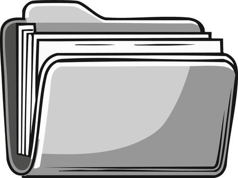 Hand Drawn Style Folder with Documents and Shadow vector