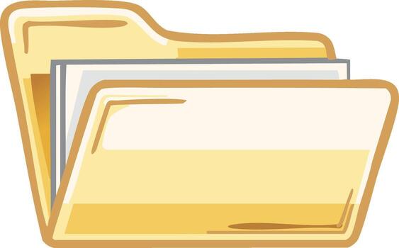 Open yellow file folder with documents inside symbolizing data organization vector