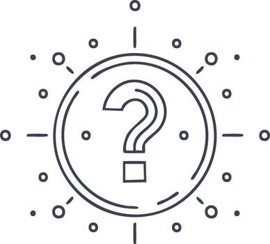 Abstract circular design with a prominent question mark symbol and radiating elements vector