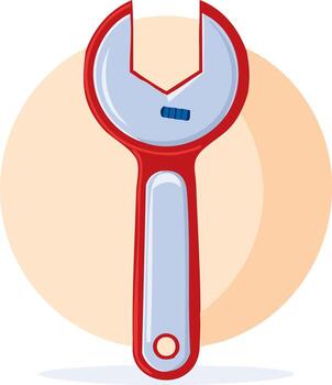 Adjustable wrench tool with red handle for repairs and mechanical work vector