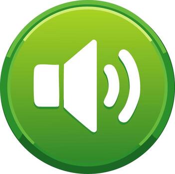 vibrante verde lustroso volumen arriba botón icono sonido controlar ui elemento vector