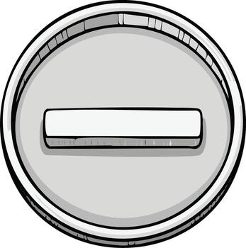 Hand drawn stop sign with a thick border and a horizontal bar in the center on a white background vector