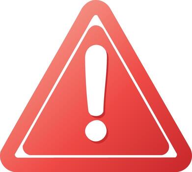 Triangle caution sign with exclamation mark inside, attention or danger signal illustration on white surface, attention concept vector