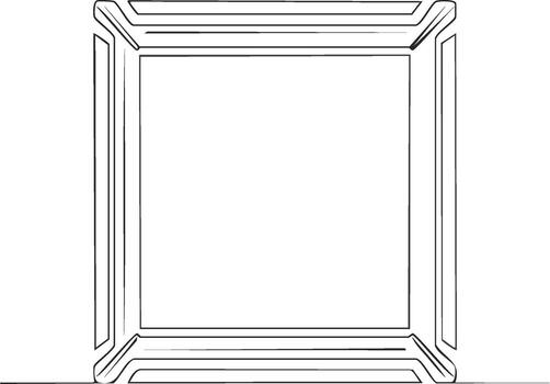 Modern minimalist continuous line drawing of an empty square picture frame design element vector