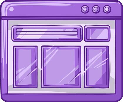 Purple Web Browser Window Interface Mockup with Content Placeholders vector
