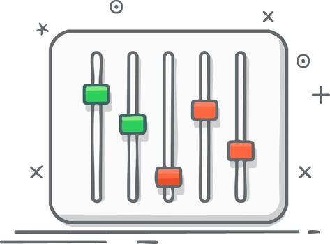 sonido mezclador consola deslizadores para audio nivel ajustamiento y controlar vector