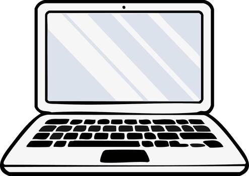 minimalista ordenador portátil computadora ilustración con blanco pantalla para digital tecnología conceptos y trabajo vector