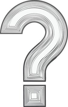 Stylized question mark symbol with layered lines representing inquiry and thought vector