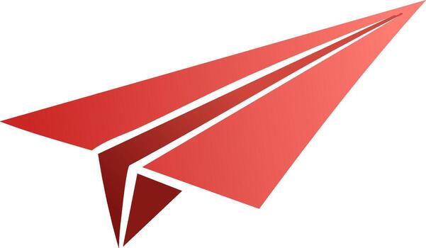 Dynamic red gradient paper airplane icon illustration symbolizing message delivery and journey vector