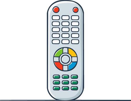 Remote Control Illustration with Multiple Buttons for Television Set vector