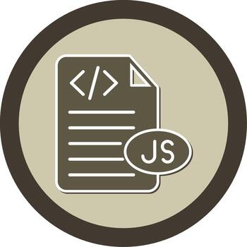 javascript código retazo glifo doble tono pegatina circulo vector