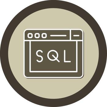 sql consulta idioma retazo glifo doble tono pegatina circulo vector