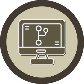 Git Version Control Tool Glyph Dual Tone Sticker Circle vector