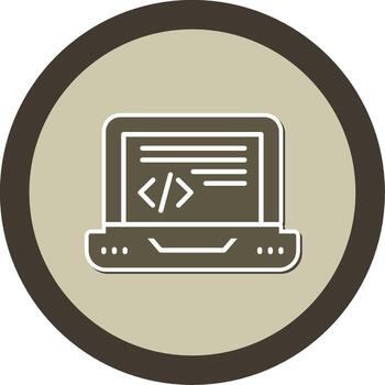 Text Based Code Editor Glyph Dual Tone Sticker Circle vector