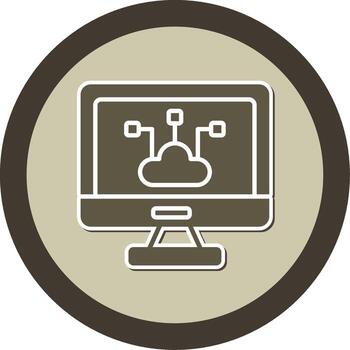 borde informática nodo icono glifo doble tono pegatina circulo vector