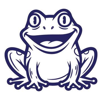 Cheerful cartoon illustration of a smiling frog in a flat design on a white background. vector
