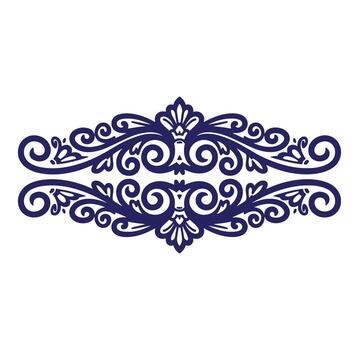 Elegant decorative border design in dark blue color with swirling floral and scroll elements vector