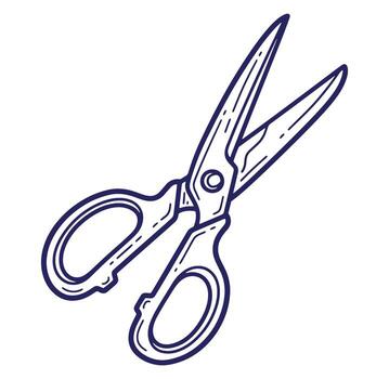 mano dibujado ilustración de abierto tijeras aislado en un blanco antecedentes sencillo línea Arte estilo vector