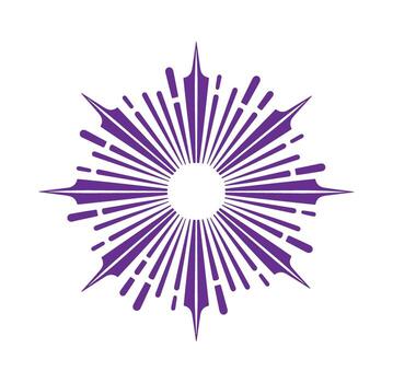 Abstract purple burst design with radial lines and central circle on white background vector