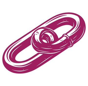 Stylized illustrated chain link abstract design in maroon color on isolated white background vector