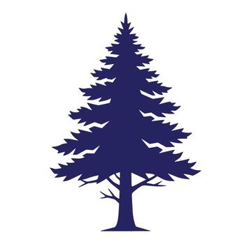 Silhouette of a simple pine tree isolated on white background for design elements vector