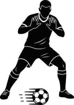 Silhouette of a player guiding the ball forward vector
