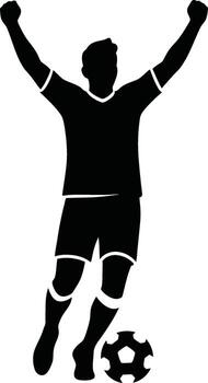 Silhouette attacker charging with ball control vector