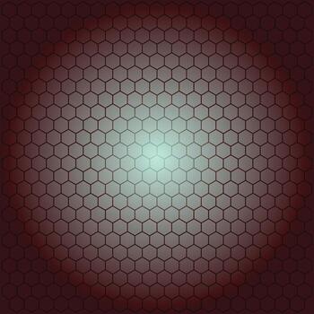 Digital background with a modern hexagonal grid pattern, featuring a glowing center on a dark red field for technology presentations vector