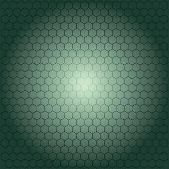 Dark green geometric background with a glowing hexagonal grid pattern, creating a modern, tech-inspired abstract texture for various digital designs and presentations vector