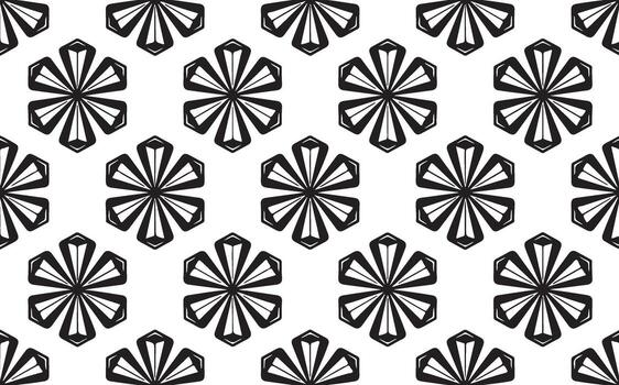 Abstract Monochromatic Hexagonal Tessellation Pattern with Bold Stylized Geometric Star Motif vector