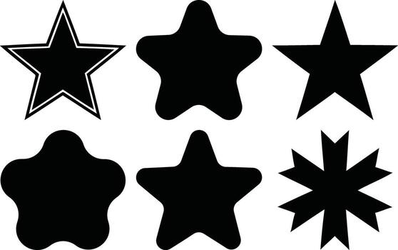 Variety of Star Shapes Illustration in Black and White Simple Design vector