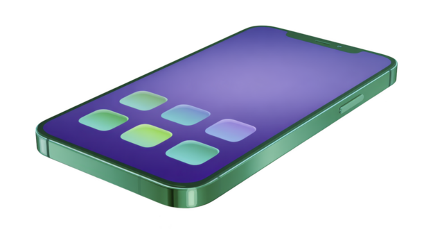 Green smartphone modern mobile device digital screen touch interface isolated blank display technology communication sleek design portable gadget contemporary style png