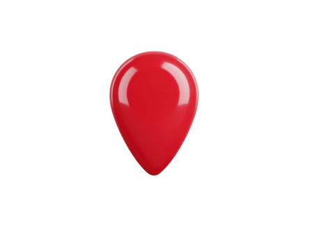 Red map pin glossy plastic marker isolated on transparent background used for navigation location travel or direction symbolizing destination or point of interest png