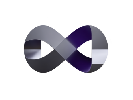 Unendlichkeit Symbol metallisch Gradient abstrakt Design modern Schleife endlos kontinuierlich glatt reflektierend minimal Stil png