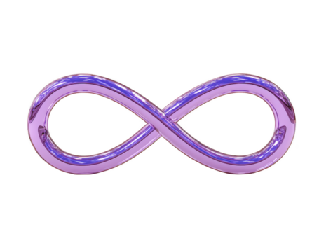 violet infini symbole brillant métallique boucle abstrait forme interminable concept moderne conception isolé sur transparence Contexte futuriste lisse élégant Créatif émotif calme png
