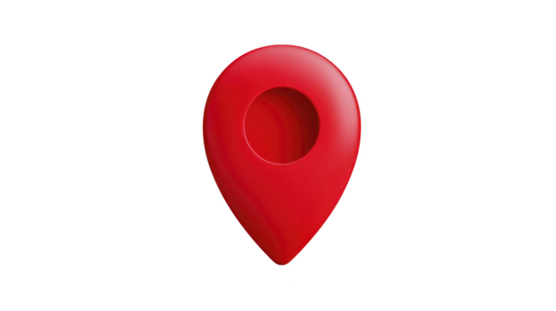Red map pin location marker navigation symbol isolated on transparency background 3D illustration travel concept direction destination modern design simple and clear visual style png
