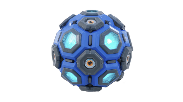 futurista azul esfera com brilhando hexagonal painéis metálico textura e sci fi Projeto isolado em transparência fundo tecnologia conceito inovação moderno digital criativo png