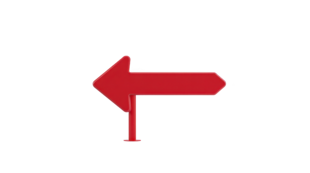 rojo izquierda flecha firmar aislado en transparencia antecedentes sencillo dirección símbolo navegación concepto negrita color mínimo diseño claro Guia moderno estilo No texto Copiar espacio png