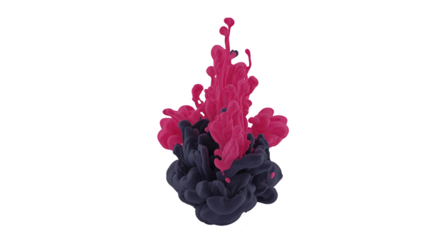 rosso e nero inchiostro vorticoso sott'acqua, la creazione di astratto nube forme con dinamico, artistico, e creativo umore, isolato su trasparente sfondo per design uso png