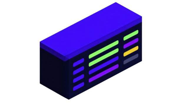 Blau rechteckig Server mit glühend Neon- Linien, modern Technologie Ausrüstung, Digital Daten Lagerung, futuristisch Design, isoliert auf Transparenz Hintergrund png