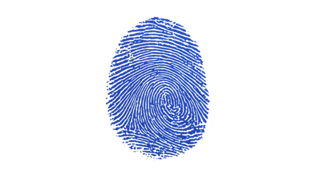 blu impronta digitale biometrico identificazione sicurezza e personale identità concetto isolato su trasparente sfondo simboleggiante vita privata unicità e digitale accesso controllo png