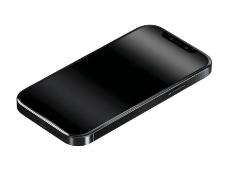 pulcro teléfono inteligente con negro pantalla, moderno diseño, reflexivo superficie, y metálico borde, aislado en transparencia fondo, tecnología concepto, minimalista y elegante estilo png