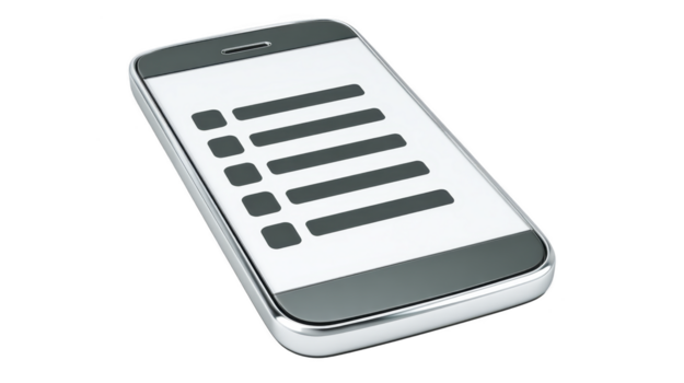 Smartphone tela sensível ao toque Móvel dispositivo digital tecnologia comunicação moderno Lista interface. moderno Smartphone com digital tela sensível ao toque exibindo Lista interface representando tecnologia png