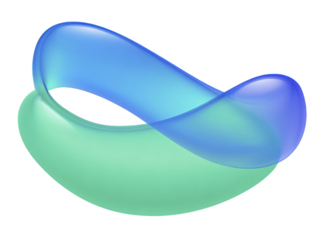 abstrait 3d forme avec lisse, brillant surface dans bleu et vert, moderne minimal conception, futuriste et créatif, isolé sur transparent Contexte png