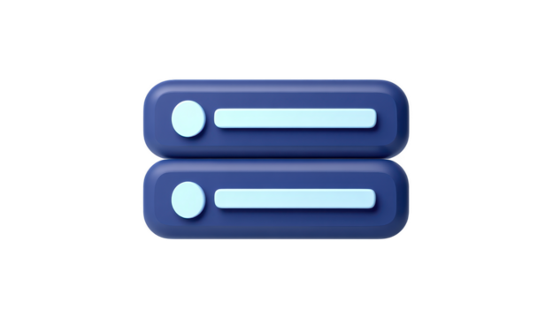 Blue button rounded rectangle minimal design 3D icon user interface modern digital web element light blue accent technology png